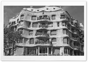 Casa Mila - Barcelona, Spain - Black And White Ultra HD Wallpaper for 4K UHD Widescreen desktop, tablet & smartphone