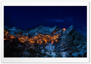 Castelmezzano at Night, Italy Ultra HD Wallpaper for 4K UHD Widescreen desktop, tablet & smartphone