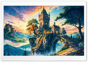 Castle Fantasy Art, Early Fall Ultra HD Wallpaper for 4K UHD Widescreen desktop, tablet & smartphone