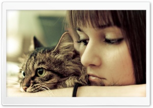 Cat And Girl Ultra HD Wallpaper for 4K UHD Widescreen desktop, tablet & smartphone