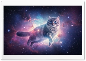 Cat, Cosmic Journey, Space, Stars, Fantasy, Ethereal 4K UHD Wallpaper for Widescreen and UltraWide Desktop, UltraHD TV, Laptop, Tablet, Smartphone