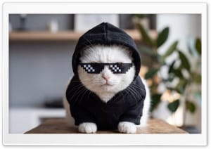 Cat Deal with It 4K UHD Wallpaper for Widescreen and UltraWide Desktop, UltraHD TV, Smartphone, Tablet