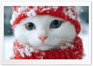 Cat Dressed for Winter Ultra HD Wallpaper for 4K UHD Widescreen Desktop, Lockscreen, Screensaver, TV, Tablet, Smartphone