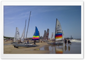 Catamarans On The Beach Ultra HD Wallpaper for 4K UHD Widescreen Desktop, Lockscreen, Screensaver, TV, Tablet, Smartphone