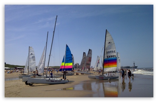 Catamarans On The Beach UltraHD Wallpaper for HD 16:9 ; Widescreen 16:10 ; Fullscreen 4:3 ;