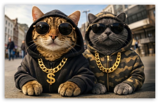 Cats Thug Life UltraHD Wallpaper for UHD 16:9 ; HD 16:9 ; UltraWide 21:9 24:10 32:9 32:10 ; Widescreen 16:10 ; Mobile 9:16 9:19.5 9:20 9:21 9:22 ; Dual 16:10 16:9 ;