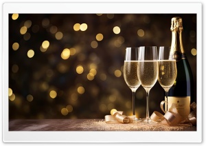Champagne Bottle, New Years Eve 2024 Ultra HD Wallpaper for 4K UHD Widescreen desktop, tablet & smartphone