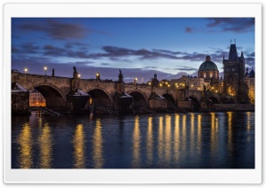 Charles Bridge, Prague, Czech Republic, Dusk Ultra HD Wallpaper for 4K UHD Widescreen desktop, tablet & smartphone