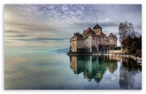 Chateau De Chillon On Lake Geneva Switzerland UltraHD Wallpaper for HD 16:9 ; Widescreen 16:10 5:3 ;