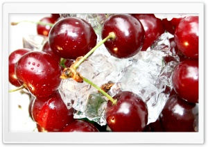 Cherries On Ice Cubes Ultra HD Wallpaper for 4K UHD Widescreen Desktop, Lockscreen, Screensaver, TV, Tablet, Smartphone