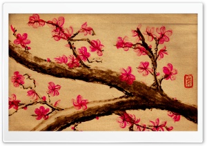 Cherry Blossom Painting Ultra HD Wallpaper for 4K UHD Widescreen desktop, tablet & smartphone