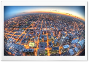 Chicago Aerial View Fisheye Ultra HD Wallpaper for 4K UHD Widescreen desktop, tablet & smartphone