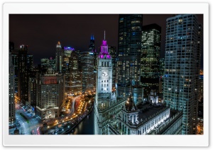 Chicago Buildings at Night Ultra HD Wallpaper for 4K UHD Widescreen desktop, tablet & smartphone