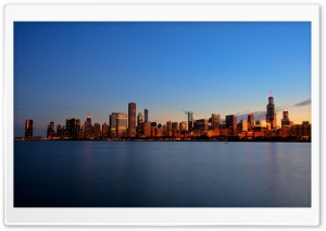 Chicago Skyline Night Ultra HD Wallpaper for 4K UHD Widescreen desktop, tablet & smartphone