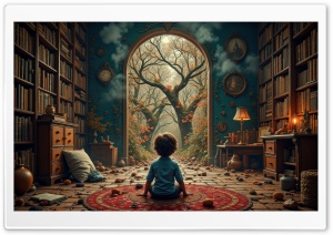 Child Imagination Art Ultra HD Wallpaper for 4K UHD Widescreen Desktop, Lockscreen, Screensaver, TV, Tablet, Smartphone