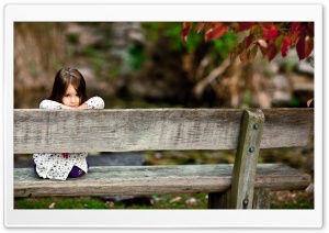Child Sitting On A Bench Ultra HD Wallpaper for 4K UHD Widescreen desktop, tablet & smartphone
