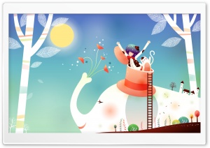 Childhood Fairytales Elephant Ride Ultra HD Wallpaper for 4K UHD Widescreen desktop, tablet & smartphone