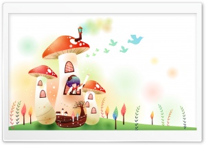 Childhood Fairytales Mushroom House Ultra HD Wallpaper for 4K UHD Widescreen desktop, tablet & smartphone
