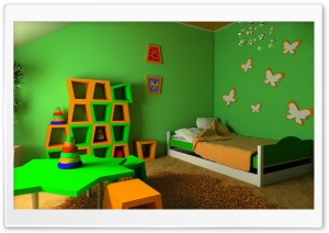 Children Bedroom Green Walls Ultra HD Wallpaper for 4K UHD Widescreen desktop, tablet & smartphone