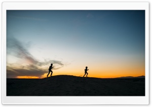 Children, Playing, Running, Sunset, Silhouette Ultra HD Wallpaper for 4K UHD Widescreen desktop, tablet & smartphone