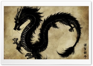 Chinese Black Dragon Ultra HD Wallpaper for 4K UHD Widescreen desktop, tablet & smartphone