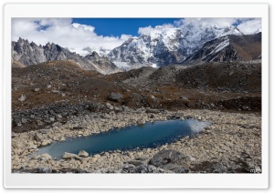 Cho Oyu, Puddle, Mountain, Himalayas, Nature, Landscape 4K UHD Wallpaper for Widescreen and UltraWide Desktop, UltraHD TV, Smartphone, Tablet
