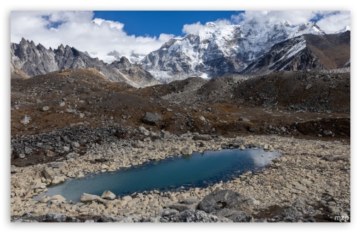 Cho Oyu, Puddle, Mountain, Himalayas, Nature, Landscape UltraHD Wallpaper for Widescreen 16:10 5:3 ; Fullscreen 4:3 5:4 3:2 ;