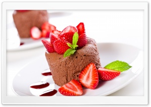 Chocolate Mousse With Strawberry Ultra HD Wallpaper for 4K UHD Widescreen Desktop, Lockscreen, Screensaver, TV, Tablet, Smartphone