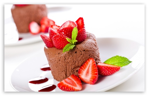 Chocolate Mousse With Strawberry UltraHD Wallpaper for HD 16:9 ; Widescreen 16:10 5:3 ;