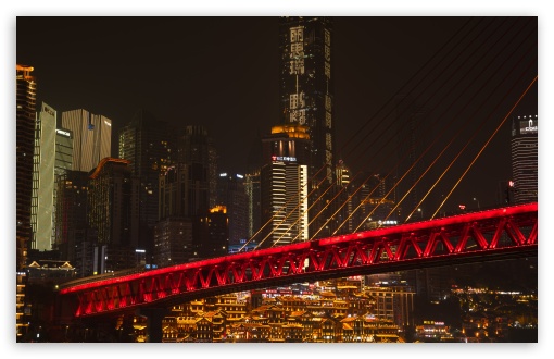 Chongqing Skyline at Night UltraHD Wallpaper for UHD 16:9 ; HD 16:9 ; UltraWide 21:9 24:10 ; Widescreen 16:10 ; Tablet 1:1 ;