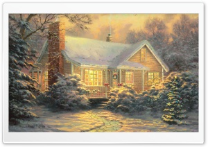 Christmas Cottage by Thomas Kinkade Ultra HD Wallpaper for 4K UHD Widescreen desktop, tablet & smartphone