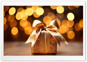 Christmas Gift, Holiday, Golden Background Ultra HD Wallpaper for 4K UHD Widescreen desktop, tablet & smartphone