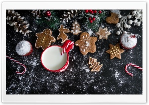 Christmas Gingerbread Cookies and Milk Ultra HD Wallpaper for 4K UHD Widescreen desktop, tablet & smartphone