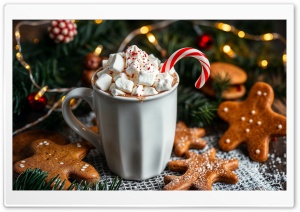 Christmas Hot Chocolate with Marshmallows 4K UHD Wallpaper for Widescreen and UltraWide Desktop, UltraHD TV, Smartphone, Tablet