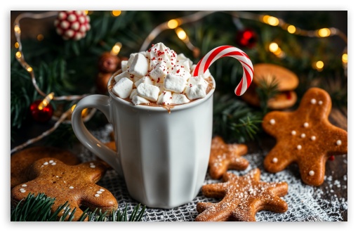Christmas Hot Chocolate with Marshmallows UltraHD Wallpaper for UHD 16:9 ; HD 16:9 ; UltraWide 21:9 24:10 ; Widescreen 16:10 5:3 ; Fullscreen 4:3 5:4 3:2 ; Tablet 1:1 ;