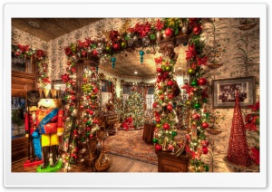 Christmas House Decorations Inside Ultra HD Wallpaper for 4K UHD Widescreen desktop, tablet & smartphone