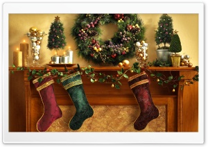 Christmas Mantle With Stockings Ultra HD Wallpaper for 4K UHD Widescreen desktop, tablet & smartphone