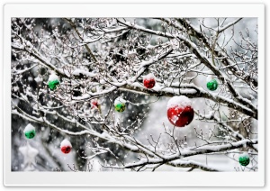 Christmas Ornaments In The Snow Ultra HD Wallpaper for 4K UHD Widescreen desktop, tablet & smartphone