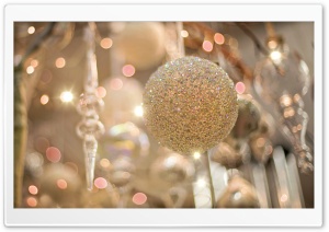 Christmas Silver Ornaments Bokeh Ultra HD Wallpaper for 4K UHD Widescreen desktop, tablet & smartphone