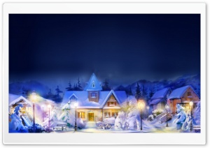 Christmas Town Scene Ultra HD Wallpaper for 4K UHD Widescreen desktop, tablet & smartphone