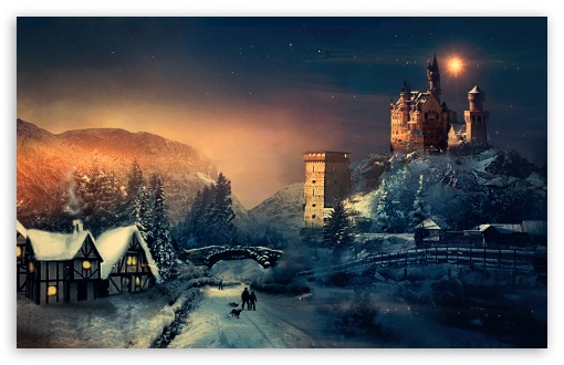 Christmas Winter Castle UltraHD Wallpaper for HD 16:9 ; Widescreen 16:10 5:3 ; Fullscreen 4:3 5:4 3:2 ; Tablet 1:1 ; Mobile 3:5 3:4 ;