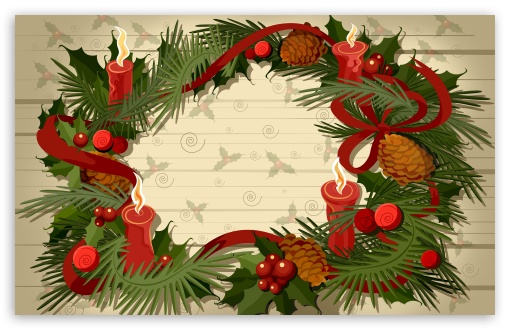 Christmas Wreath Vector UltraHD Wallpaper for HD 16:9 ; Widescreen 16:10 5:3 ; Fullscreen 3:2 ;