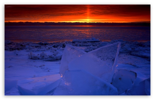 Chunks Of Ice Sunset UltraHD Wallpaper for Widescreen 16:10 5:3 ; Fullscreen 4:3 5:4 3:2 ;