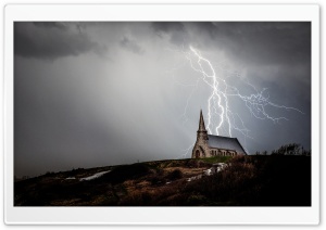 Church Night Storm Lightning Ultra HD Wallpaper for 4K UHD Widescreen desktop, tablet & smartphone