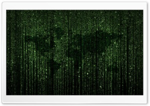 Circle Packing Green Matrix Code World Map Ultra HD Wallpaper for 4K UHD Widescreen desktop, tablet & smartphone