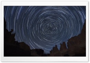 Circle Star Trails Sky, Arches National Park, Utah Ultra HD Wallpaper for 4K UHD Widescreen desktop, tablet & smartphone