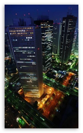 City At Night UltraHD Wallpaper for Mobile 3:5 ;