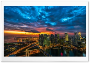 City, Lights, Dusk, Overcast 4K UHD Wallpaper for Widescreen and UltraWide Desktop, UltraHD TV, Smartphone, Tablet