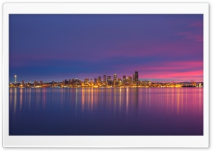 City, Skyline, Purple Sky 4K UHD Wallpaper for Widescreen and UltraWide Desktop, UltraHD TV, Smartphone, Tablet