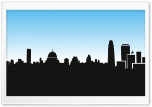 City Skyline Silhouette Cartoon Ultra HD Wallpaper for 4K UHD Widescreen desktop, tablet & smartphone